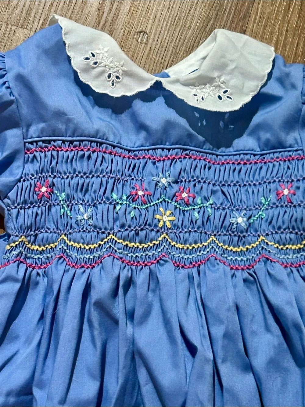 Vintage Polly Flinders Hand-Smocked Dress (c. 1988–1992) • Girls Size 4T